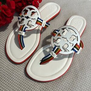 Tory Burch Mignon Miller Logo Sandals Size 6